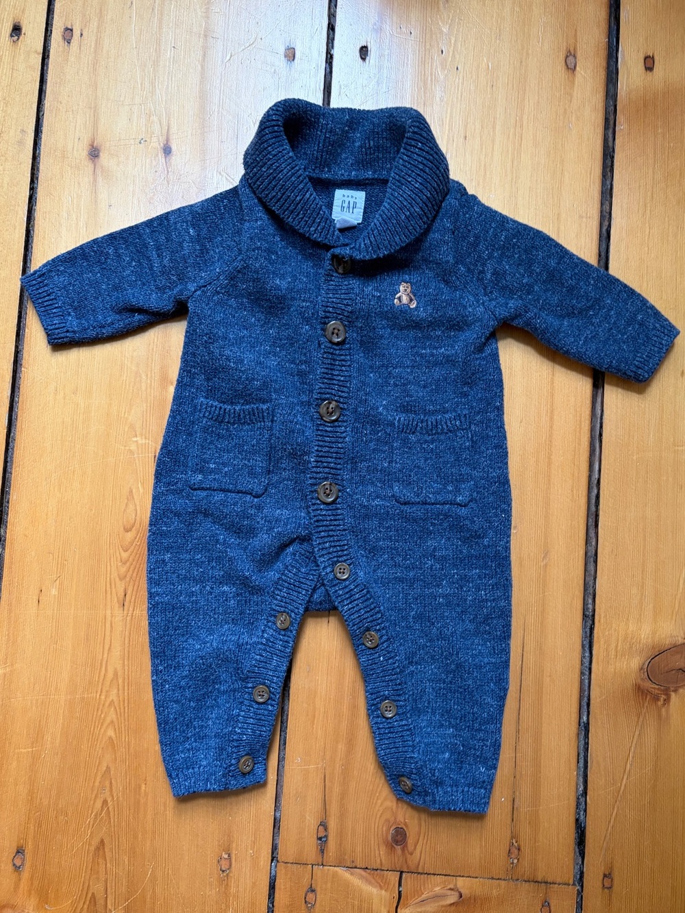 GAP Navy Knit Baby Sweater Suit One-Piece